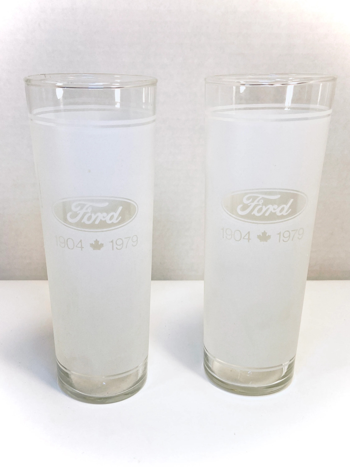 SALE RARE Ford 1979 Vintage Frosted Glasses Auto Collectible By Federal Glass