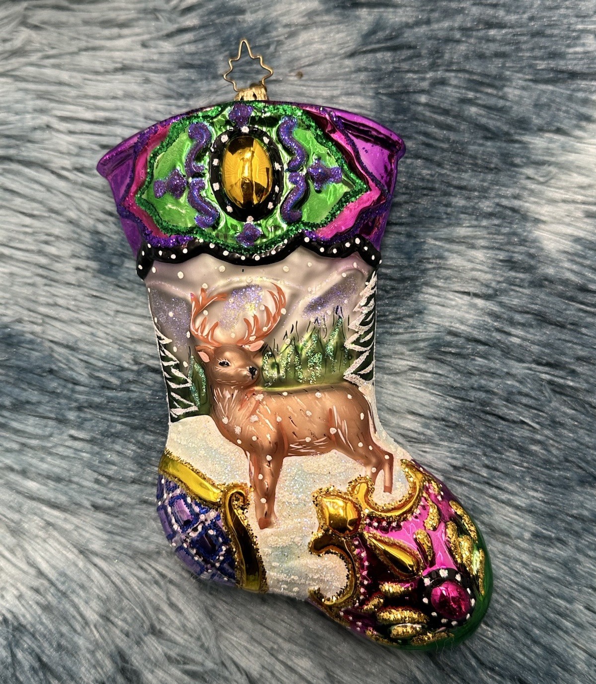Rare Christopher Radko Stocking Reindeer Christmas Ornament Rare Christopher Radko Stocking Reindeer Christmas Ornament