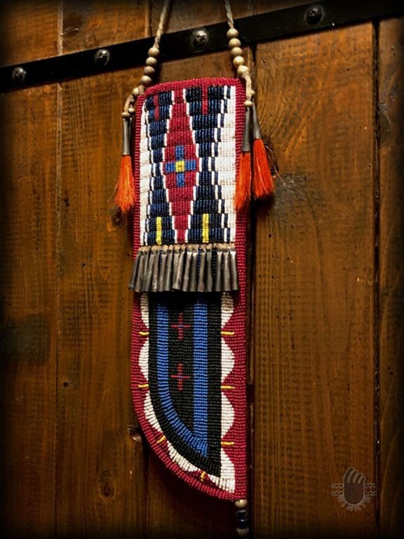 Indian Beaded Cover Native American Sioux Handmade Knife Sheath Indian Beaded Cover Native American Sioux Handmade Knife Sheath
