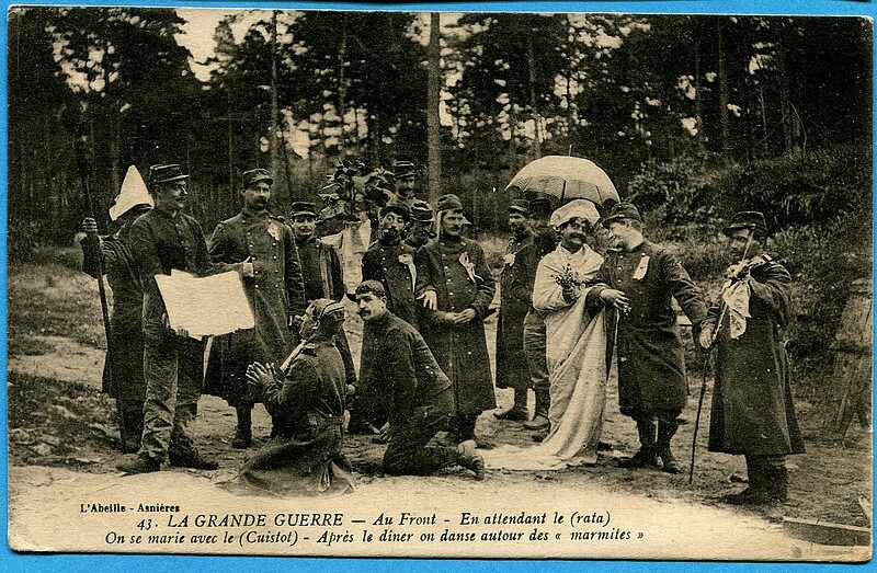 Old postcard: Au Font - Waiting for the Rata - Marrying the Cook Old postcard: Au Font - Waiting for the Rata - Marrying the Cook
