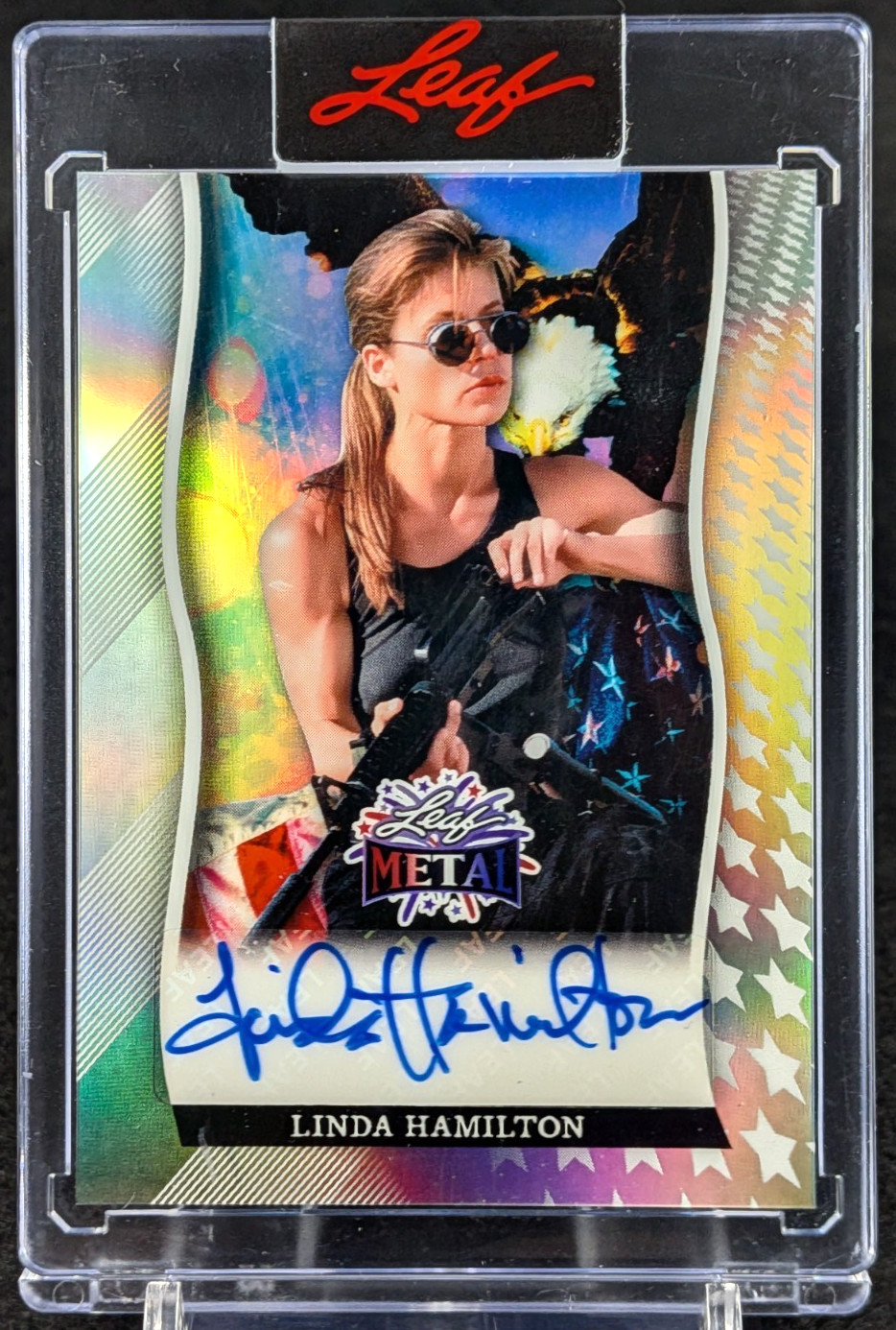 Linda Hamilton 2026 Leaf Metal Independence Day Auto Card # 7/7 Terminator 2 Linda Hamilton 2026 Leaf Metal Independence Day Auto Card # 7/7 Terminator 2