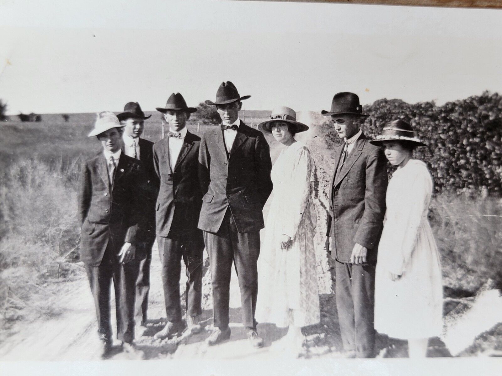 Edwardian Era Photo Snapshot Family On Texas Ranch Back Road