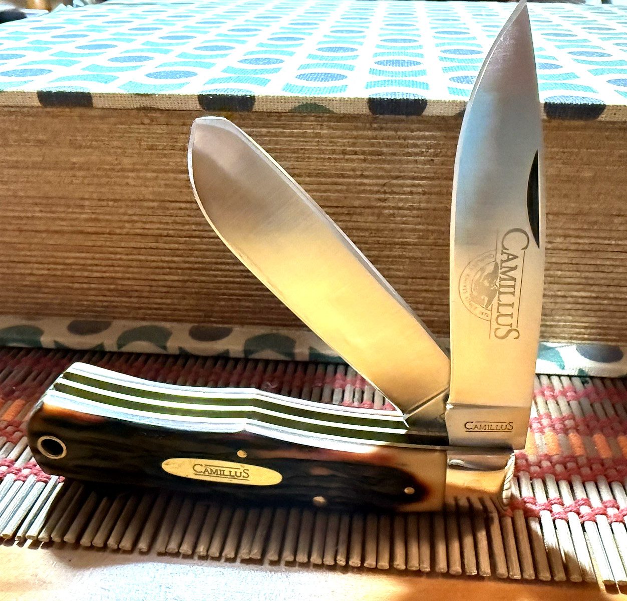 VINTAGE CAMILLUS 716 POCKET KNIFE, MINT CONDITION, CUSTOM SHEATH, BOX USA #41 VINTAGE CAMILLUS 716 POCKET KNIFE, MINT CONDITION, CUSTOM SHEATH, BOX USA #41
