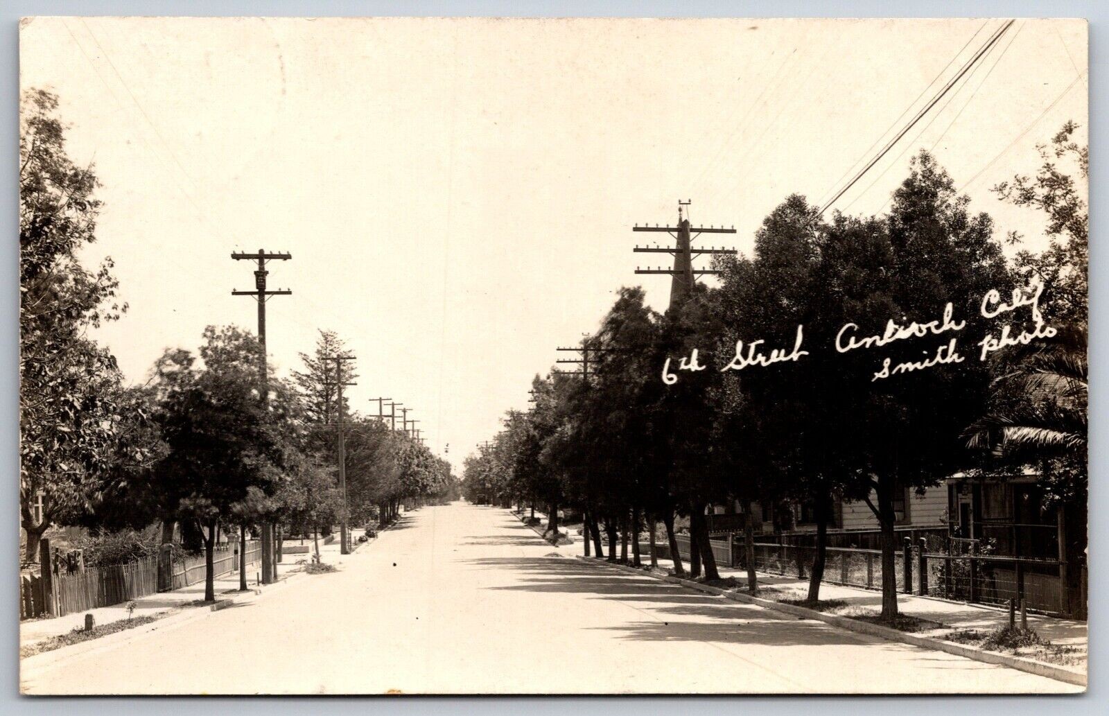 Antioch California~Wood Fences on 1 Side of 6th St~Metal on the Other~1920s RPPC