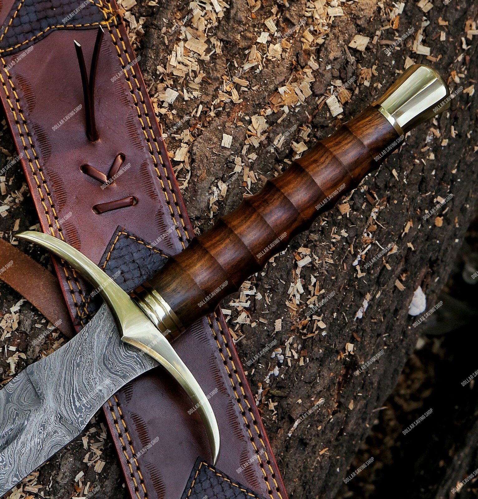 Eye-catching Handmade Damascus Steel Medieval / Viking Sword With Leather Sheath Eye-catching Handmade Damascus Steel Medieval / Viking Sword With Leather Sheath