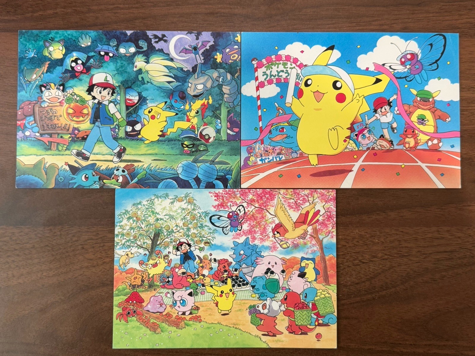 Keiko Fukuyama Pikachu Pokemon Postcard 1998 Retro Art lot of 3 From Japan