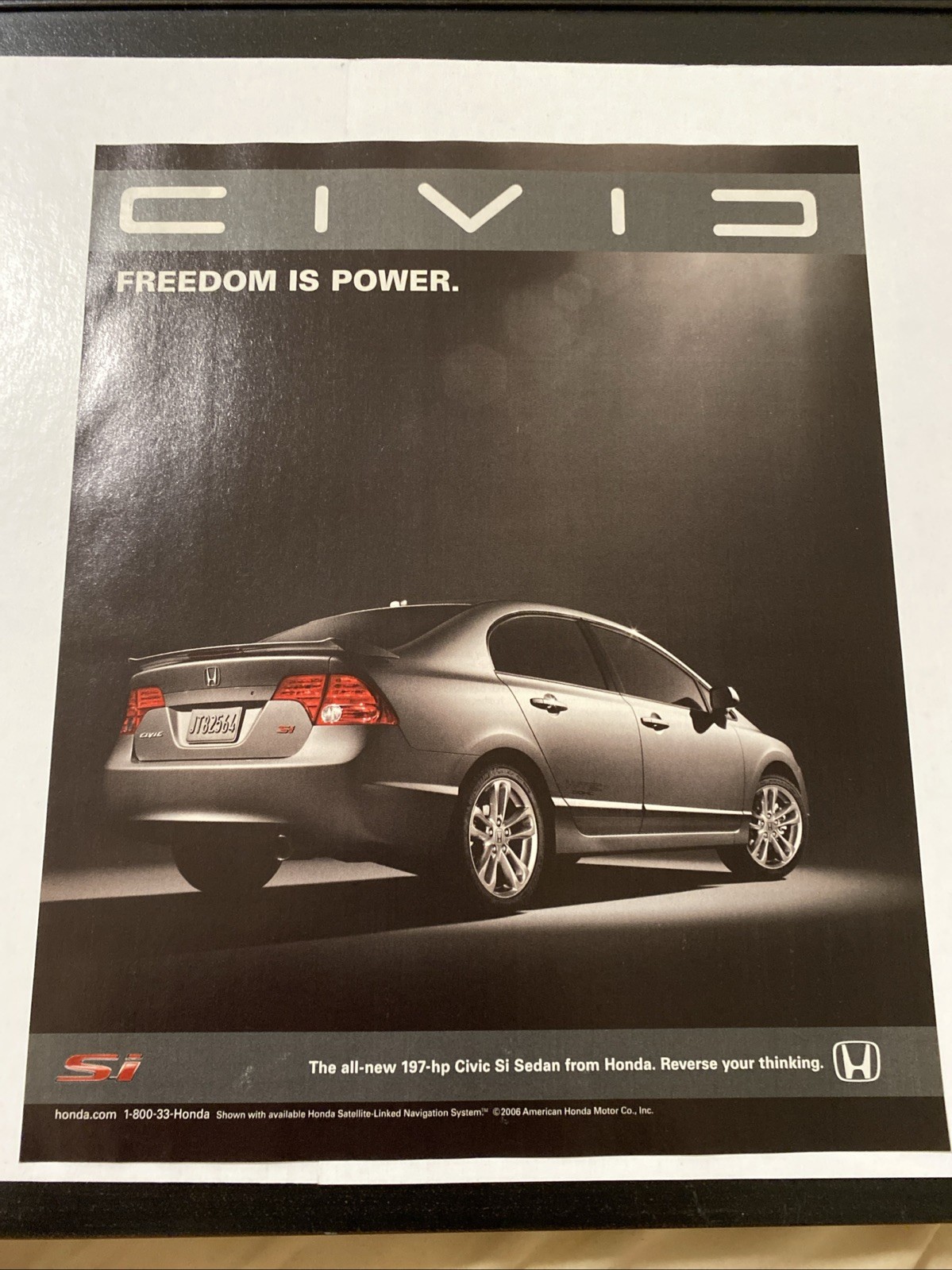 2006 Charcoal Honda Civic SI Photo 4 Door Sedan Vintage Car Ad Poster 2006 Charcoal Honda Civic SI Photo 4 Door Sedan Vintage Car Ad Poster