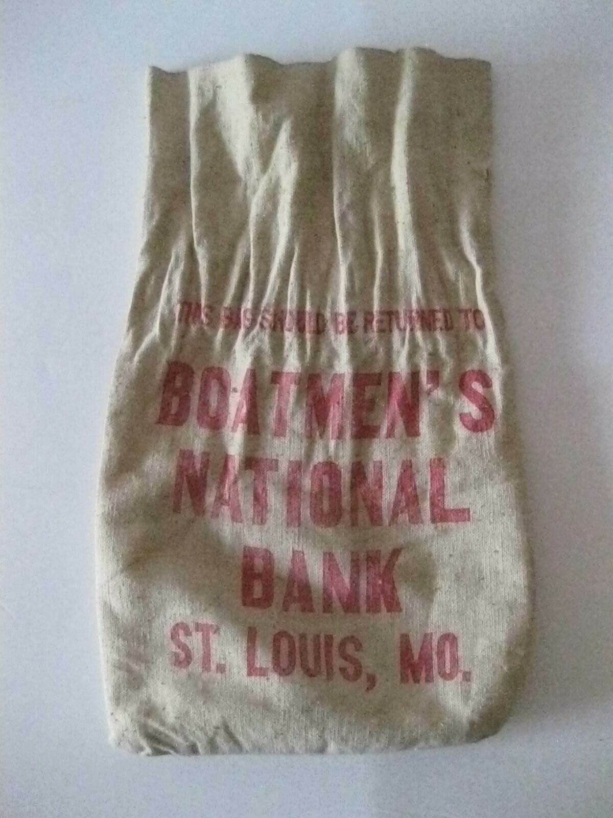 Vintage Boatmen\'s National Bank St. Louis MO Canvas Bank Bag