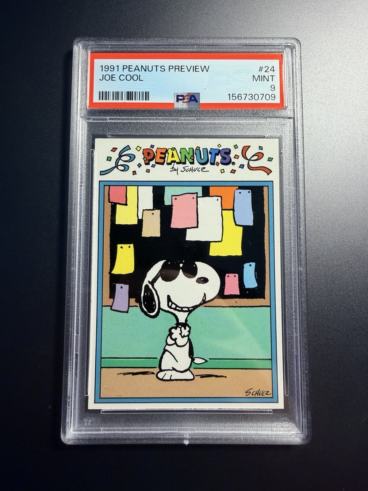 1991 Peanuts Preview Charles Schulz Joe Cool Snoopy #24 PSA 9 Mint