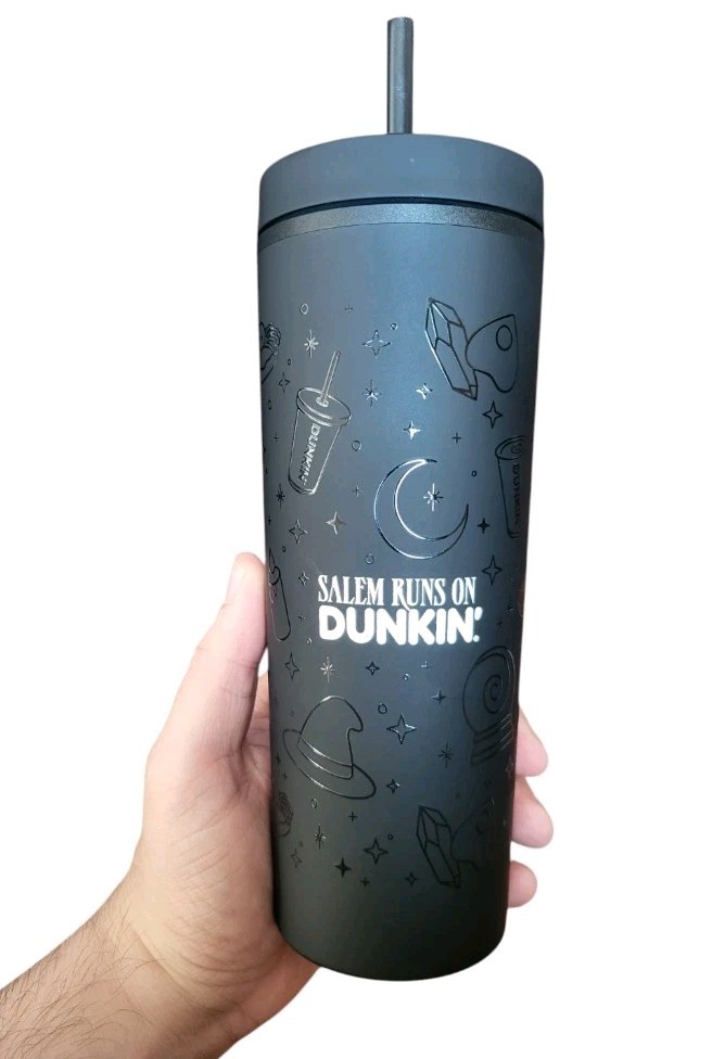 NEW 2025 Salem MA Runs On Dunkin: Donuts Tumbler Cup 18oz Halloween Collectible