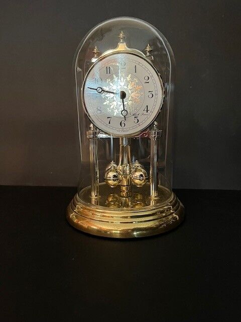 Anniversary Dome Glass Clock Black Forest Made in Germany works great