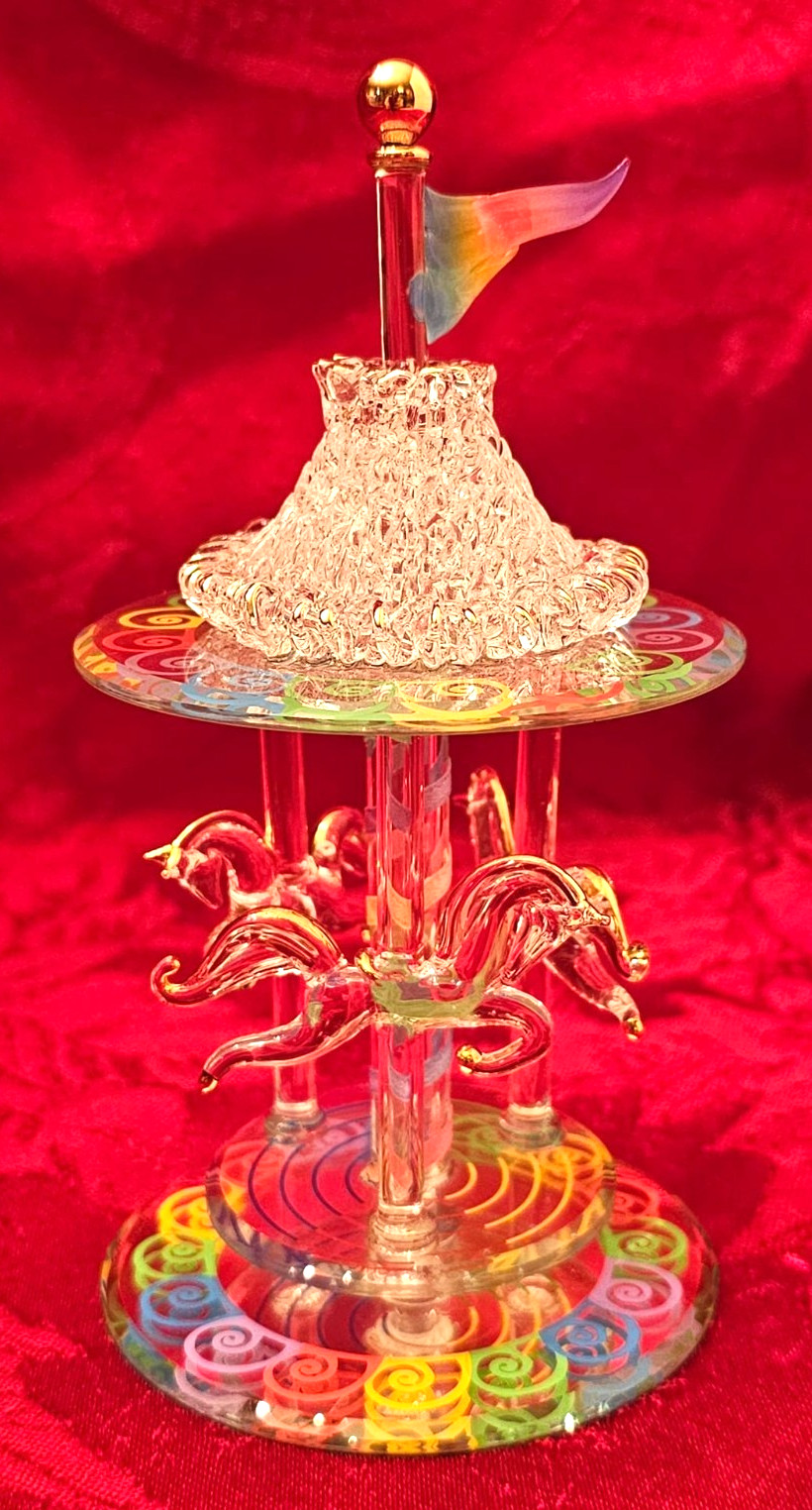 Glass Baron Carousel Figurine new in box 2006 24 karat gold accents Glass Baron Carousel Figurine new in box 2006 24 karat gold accents