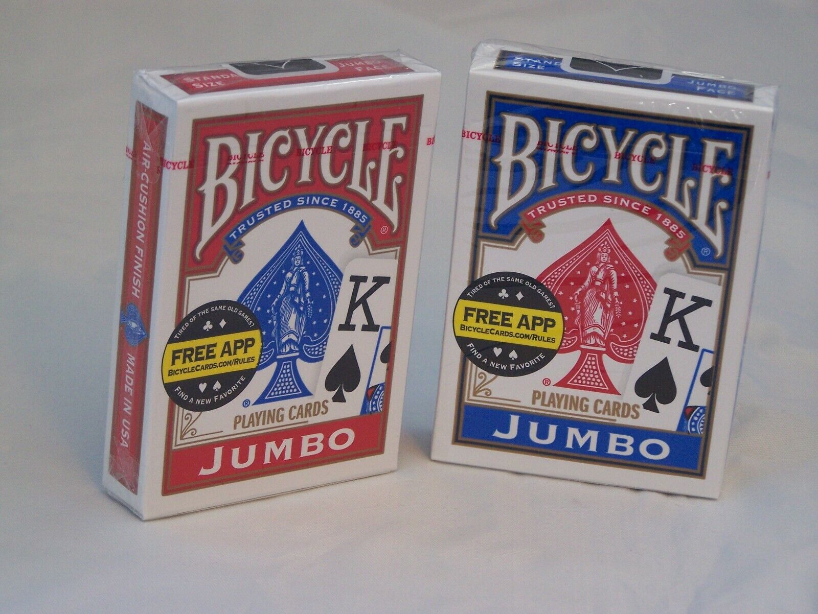 TWO PACK Bicycle Playing Cards JUMBO FACE Red & Blue Brand New