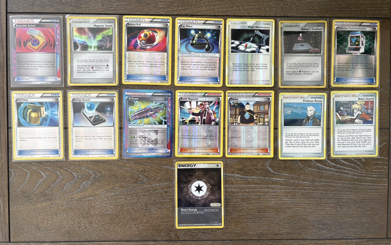 Lot of 15 Holo/Reverse Holo Pokemon Cards 2004-2014 (Trainer/Supporter/Energy)