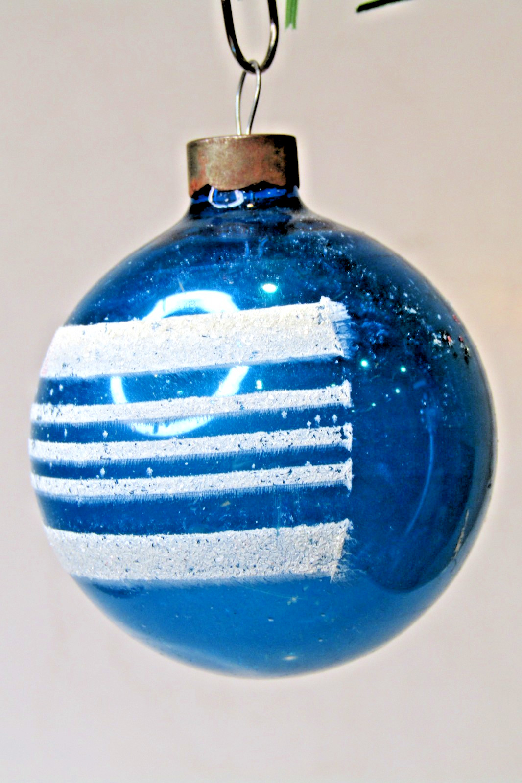 VTG pre WWII Glass Zodiac Stencil Stripes BALL Christmas Ornament Franke Mark Br VTG pre WWII Glass Zodiac Stencil Stripes BALL Christmas Ornament Franke Mark Br