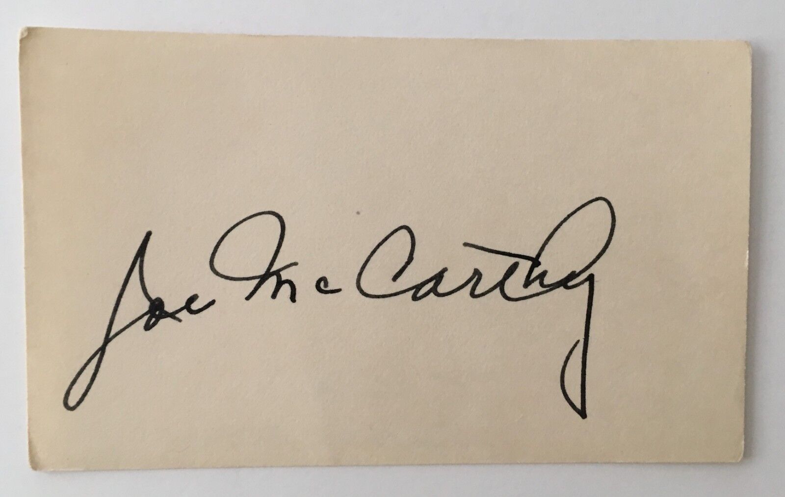 Joseph Joe McCarthy Signed Autographed 3x5 Card Full JSA Letter McCarthyism