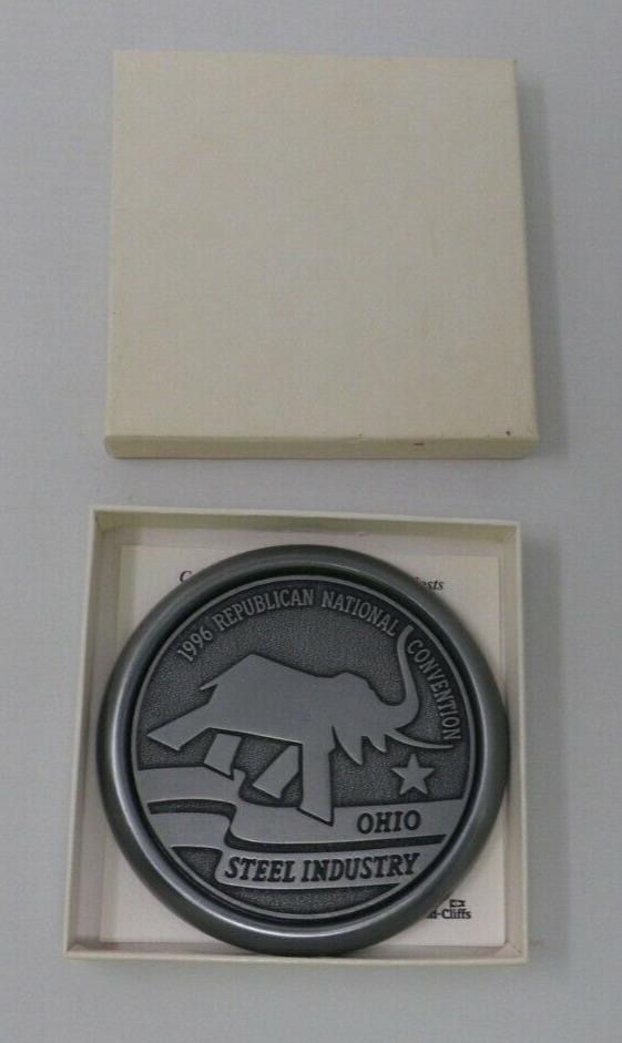 1996 Republican National Convention Ohio Steel Industry Metal Coaster Giveaway