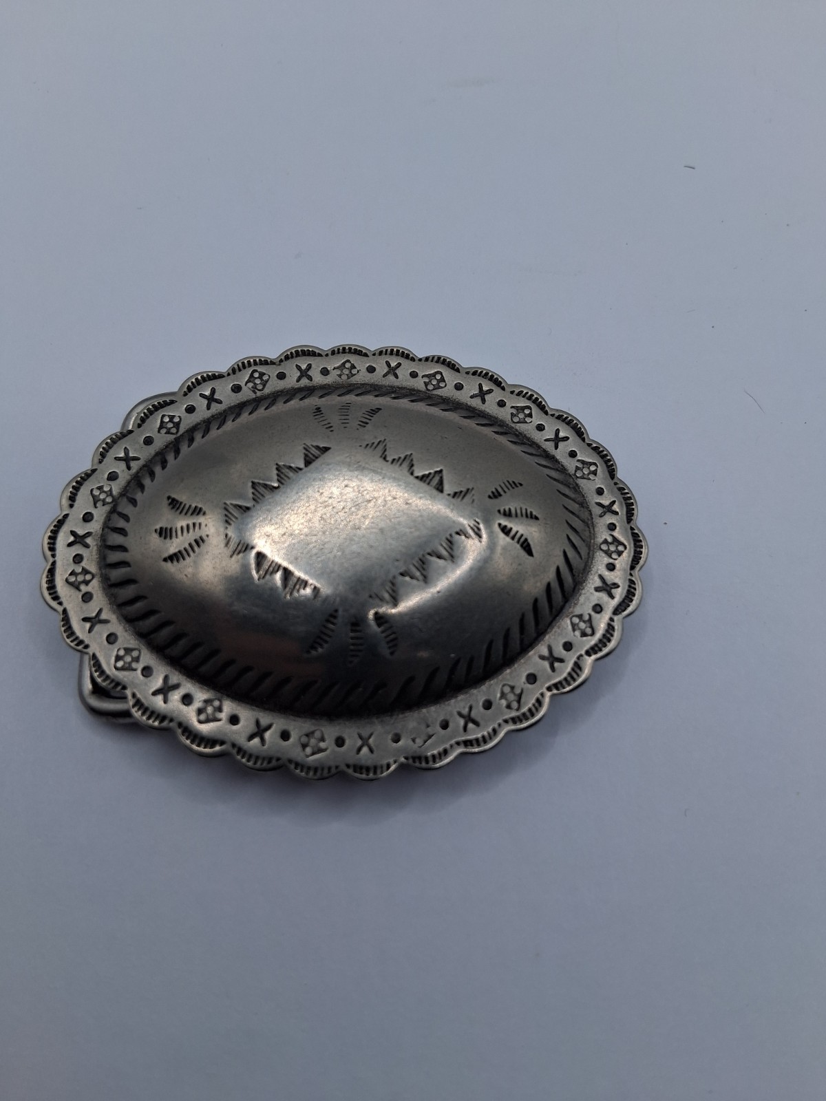 Belt Buckle Southwestern Navajo Style Silver tone Concho Vintage Never used NEW Belt Buckle Southwestern Navajo Style Silver tone Concho Vintage Never used NEW