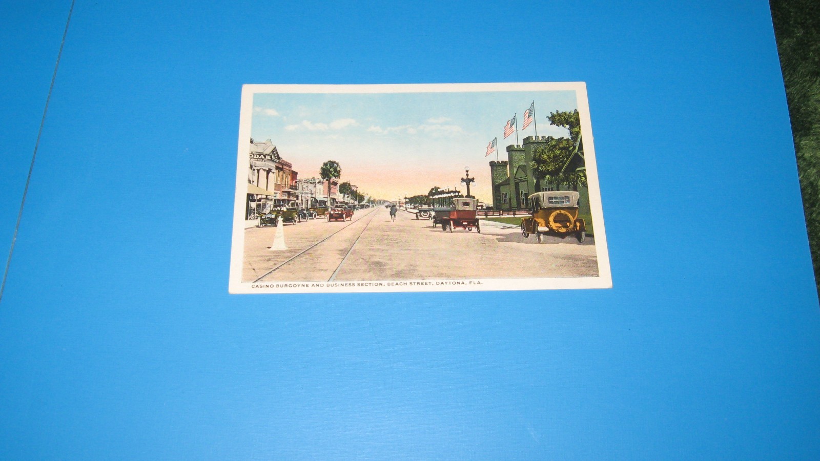 Vintage c 1915 Casino Burgoyne Beach Street View Daytona Fla. Postcard P19