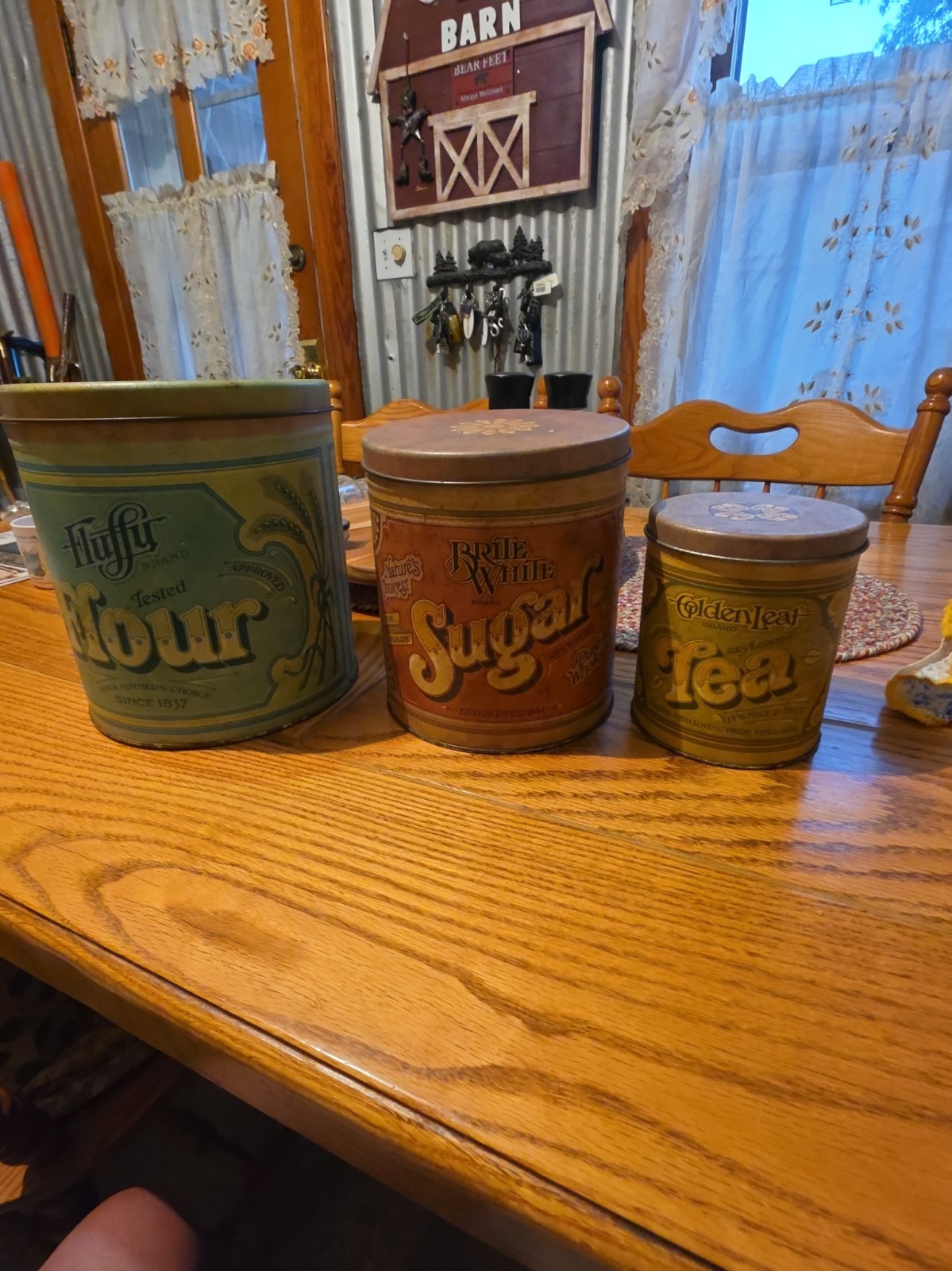 Vintage 1970s Ballonoff Canister Set Flour Sugar Tea Nesting Tins Made US Vintage 1970s Ballonoff Canister Set Flour Sugar Tea Nesting Tins Made US