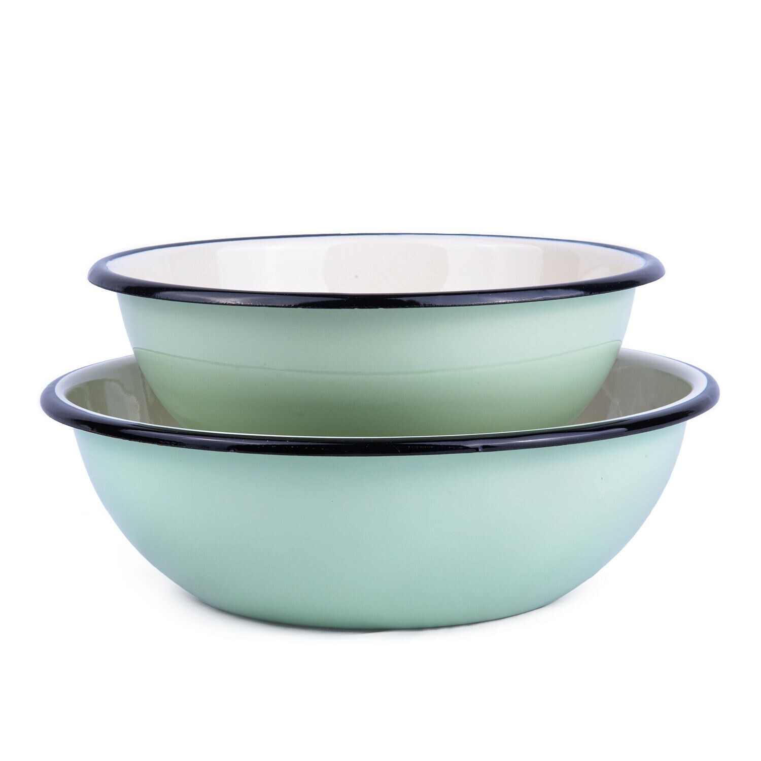 [SET OF 2] Green Enamel Bowls Enameled Mixing Bowl Set - 1.6qt, 2.6qt UKRIANE