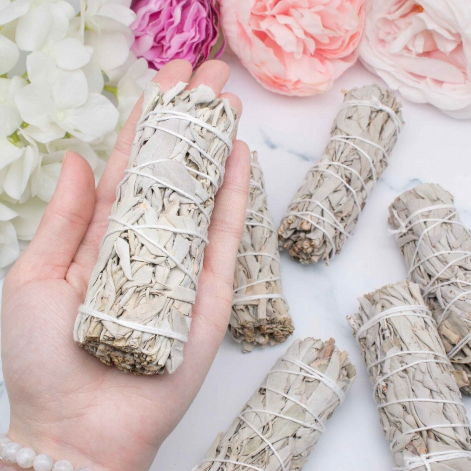 10X Cali White Organic Sage Smudge 4''-5'' Wands House Cleansing Negativity 