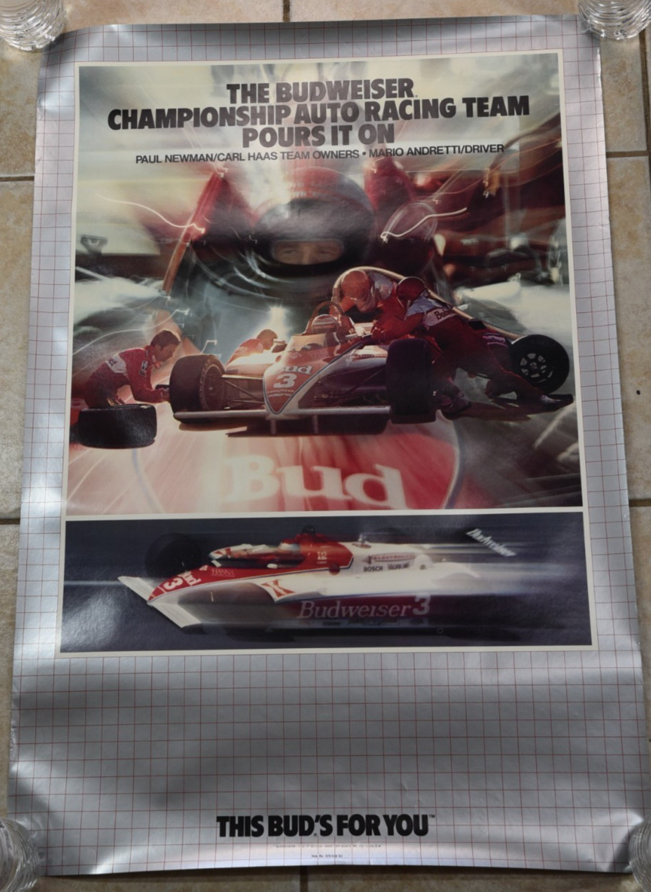 Vintage The Budweiser Championship Auto Racing Team Paul Newman/Andretti Beer