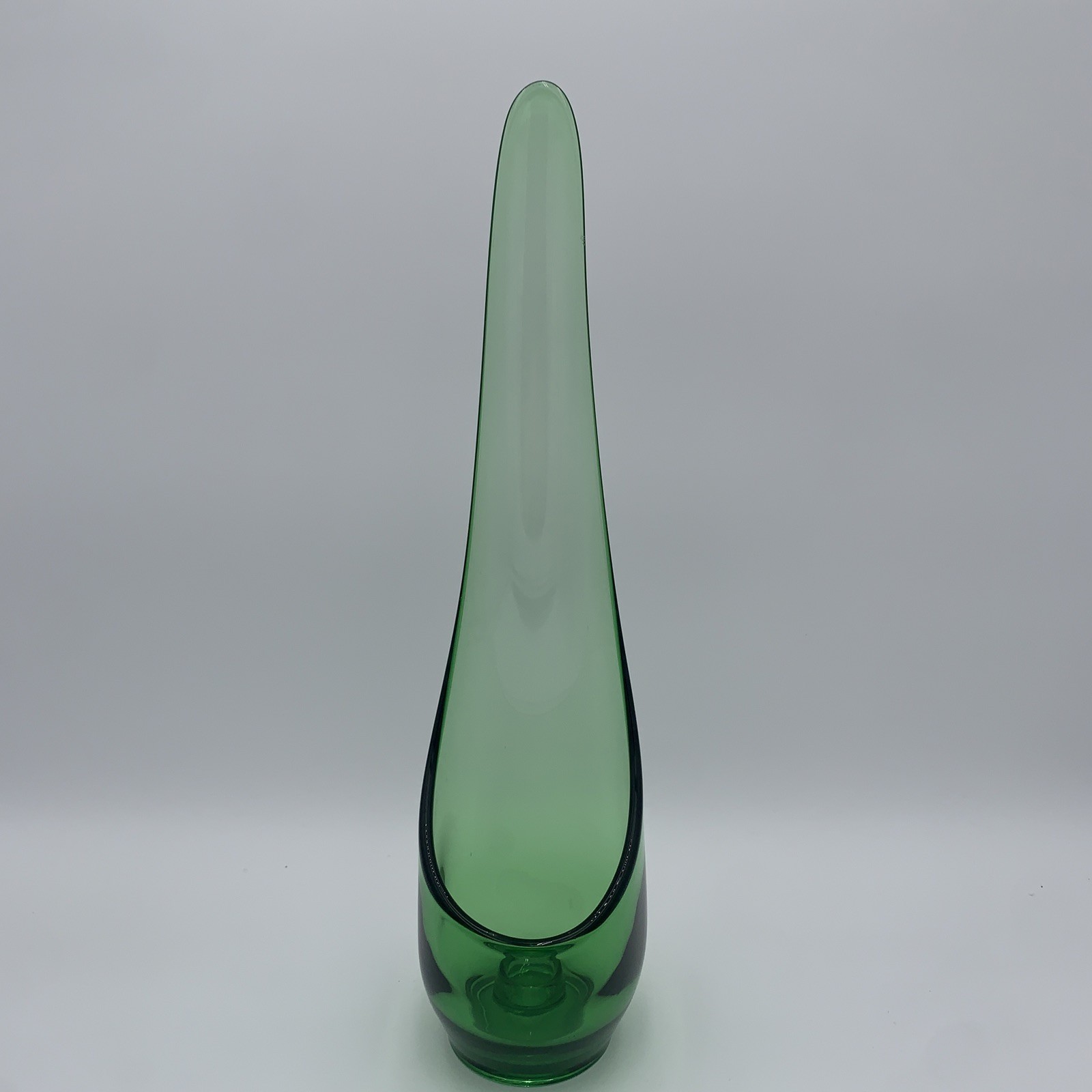 VTG 1960's MCM Viking Glass Swung Epic Taperglow Moss Green Candlestick Holder