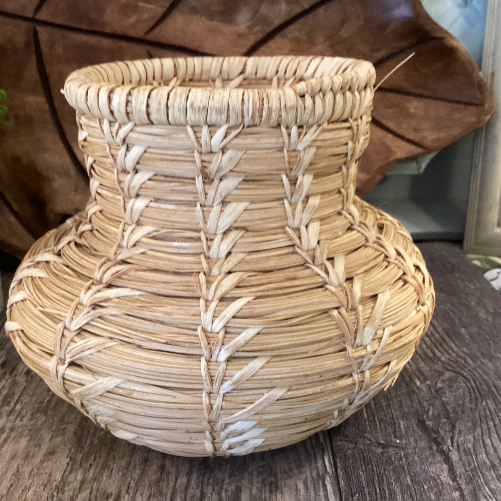 Vintage Papago Basket - Small Native American 5" Boho Basket Decor Natural Vintage Papago Basket - Small Native American 5" Boho Basket Decor Natural