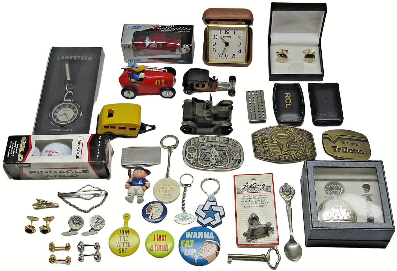 Vintage Grandpa Collectible Lot 38 Toys Cufflinks Keychains Belt Buckles & More Vintage Grandpa Collectible Lot 38 Toys Cufflinks Keychains Belt Buckles & More