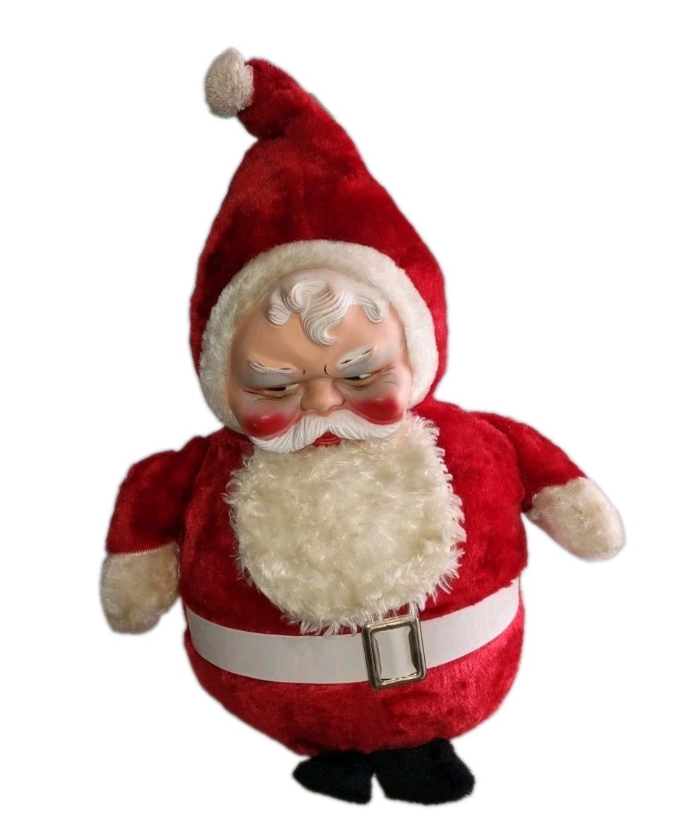 Vintage 1950's Bijou Roly Poly Santa Claus Rubber Face 20" Ships UPS
