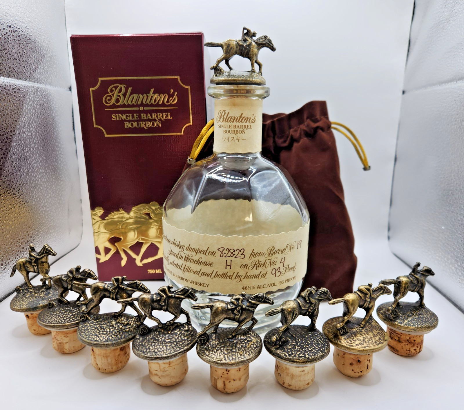 Blanton’s 9 Bourbon Stoppers B–S + Mounted | Box, Pouch, Bottle | Complete Set Blanton’s 9 Bourbon Stoppers B–S + Mounted | Box, Pouch, Bottle | Complete Set