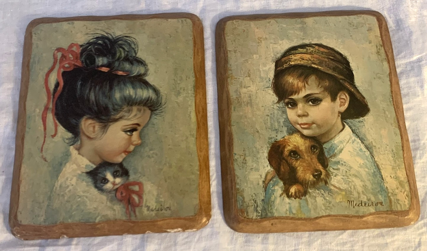 Nice Set Vintage Medeiros Child Prints on Board Nice Set Vintage Medeiros Child Prints on Board