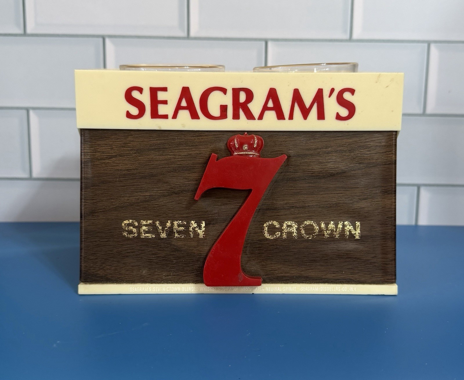 Seagram's 7 Seven Crown Whiskey Vintage Bar Swizzle Display 1970's Barware Seagram's 7 Seven Crown Whiskey Vintage Bar Swizzle Display 1970's Barware