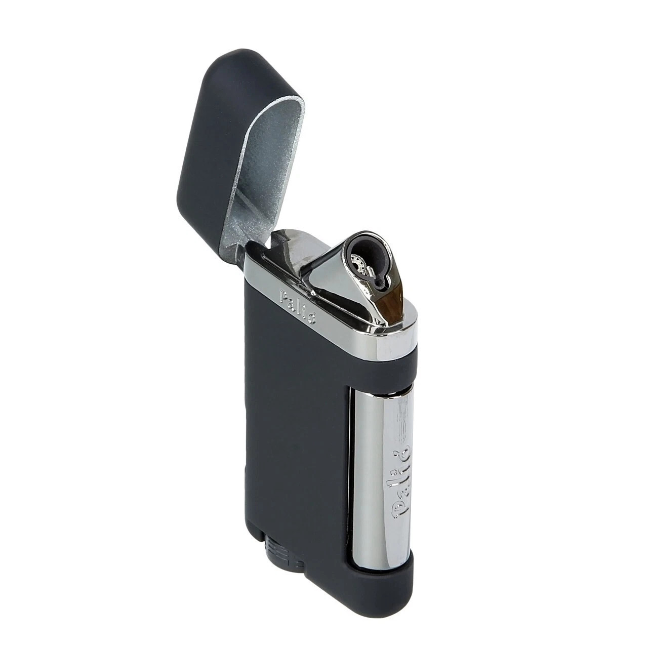 NEW Palio Lazio Single Angled Jet Flame Cigar Lighter Refillable Black & Silver NEW Palio Lazio Single Angled Jet Flame Cigar Lighter Refillable Black & Silver