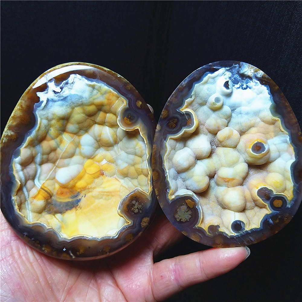 Rare 309.2g A pair Natural Inner Mongolia Gobi Eye Agate Geode Collection A5030 Rare 309.2g A pair Natural Inner Mongolia Gobi Eye Agate Geode Collection A5030