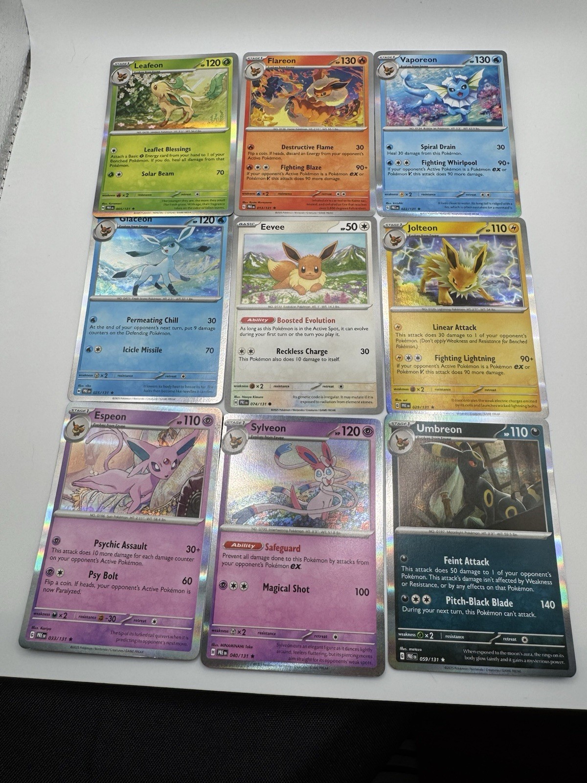 🌈 Complete Eeveelution Holo Set 9 Cards Prismatic Evolutions Pokémon TCG 🌈