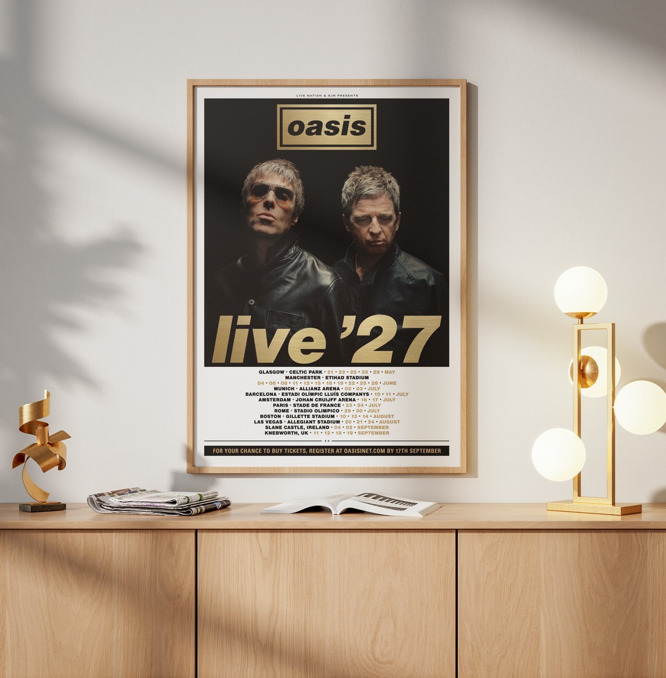 Oasis Tour - Live '27 - Manchester Glasgow Rome Paris 2027 - Poster Poster A3
