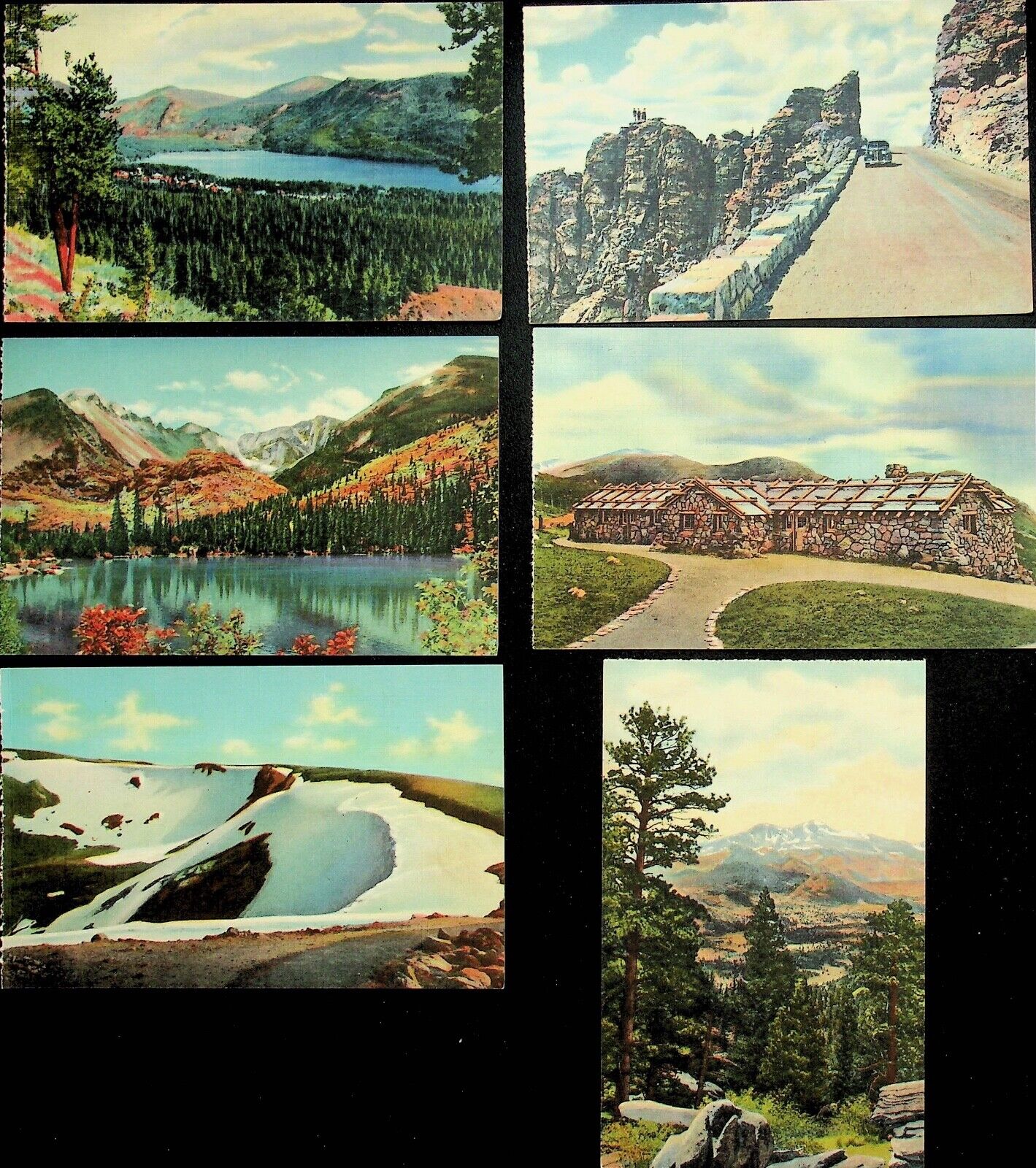 1930\'s SIX ROCKY MOUNTAIN NATIONAL PARK Colorado Linen Postcards -Y-62