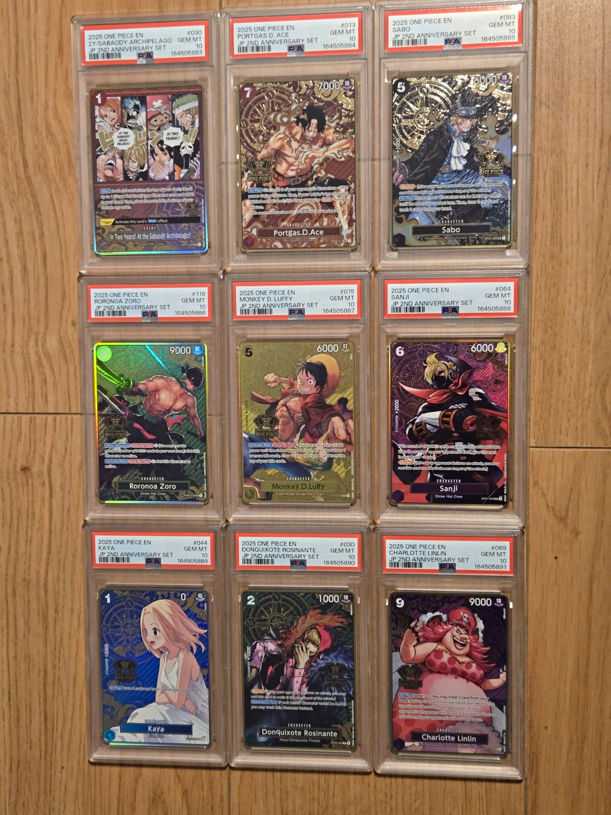 2025 One Piece JP 2nd Anniversary PSA 10 sequential set english promos