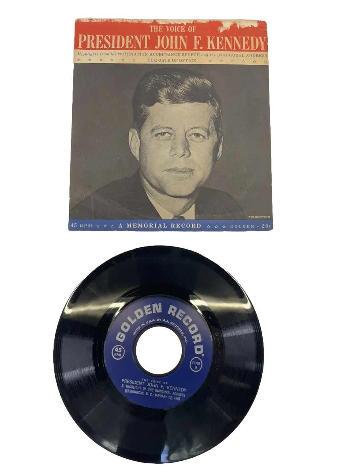 1961 JOHN F KENNEDY JFK INAUGURAL SPEECH Takes THE OATH of President 45 Record