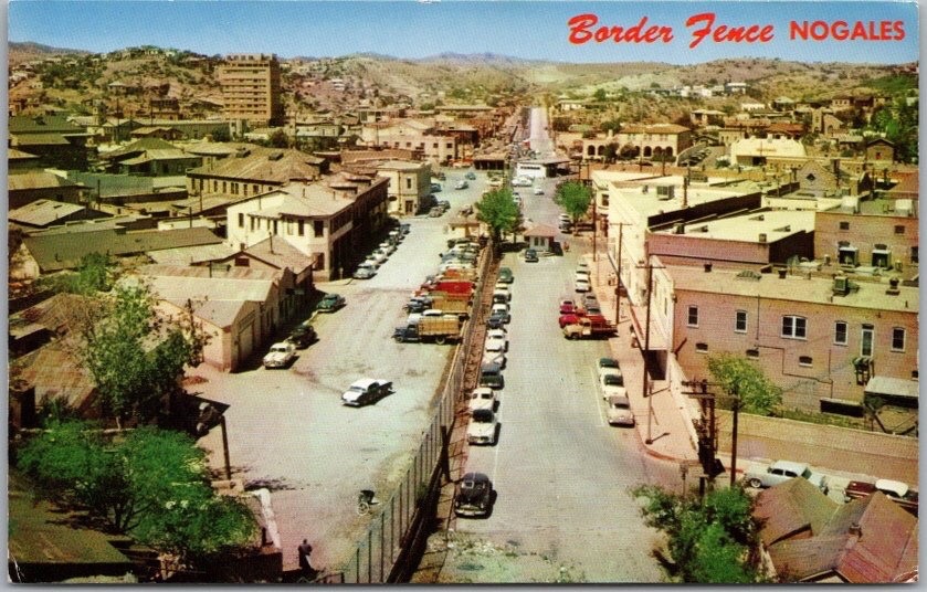 Vintage c1960s NOGALES, Sonora MEXICO Postcard "BORDER FENCE" Aerial View Unused Vintage c1960s NOGALES, Sonora MEXICO Postcard "BORDER FENCE" Aerial View Unused