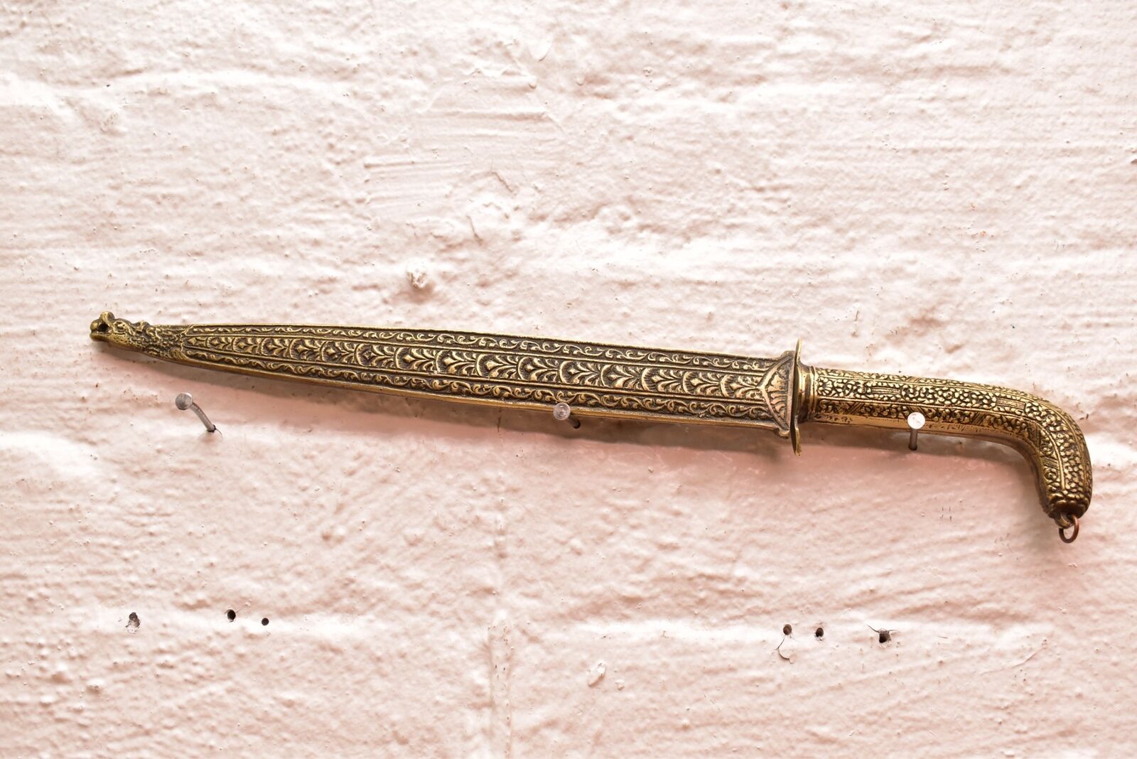Antique Turkish Ottoman Balkan Knife Bronze Yatagan Dagger Knife Short Sword 15\