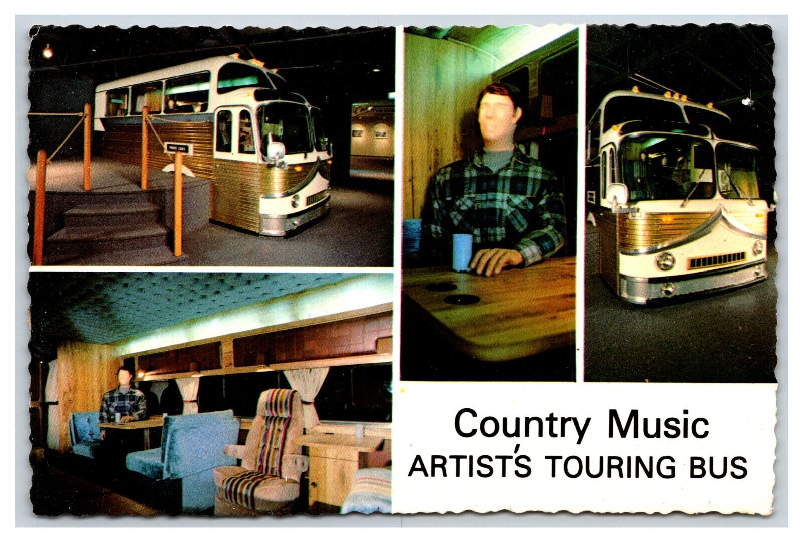 Country Music Artist Touring Bus Multiview UNP Continental Chrome Postcard T9