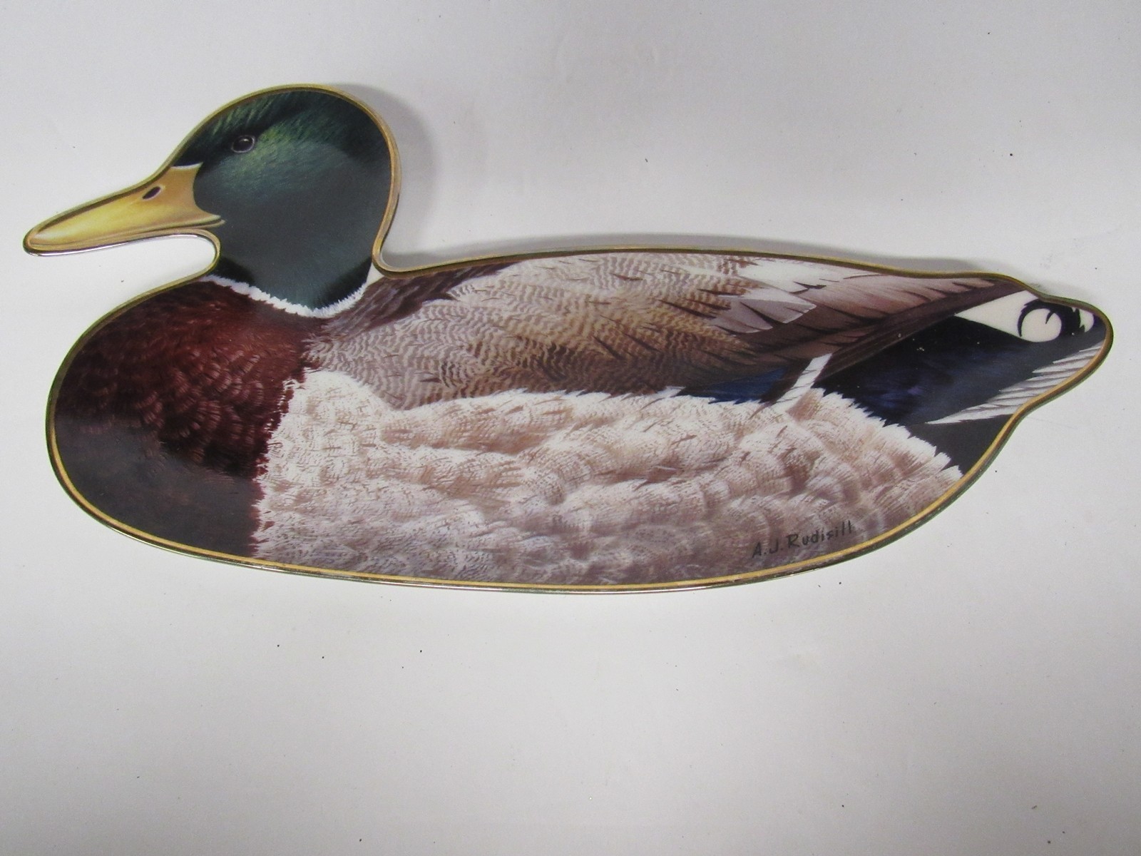 Vintage Mallard Duck by A.J. Rudisill Fine Porcelain Trinket Dish Wall Decor