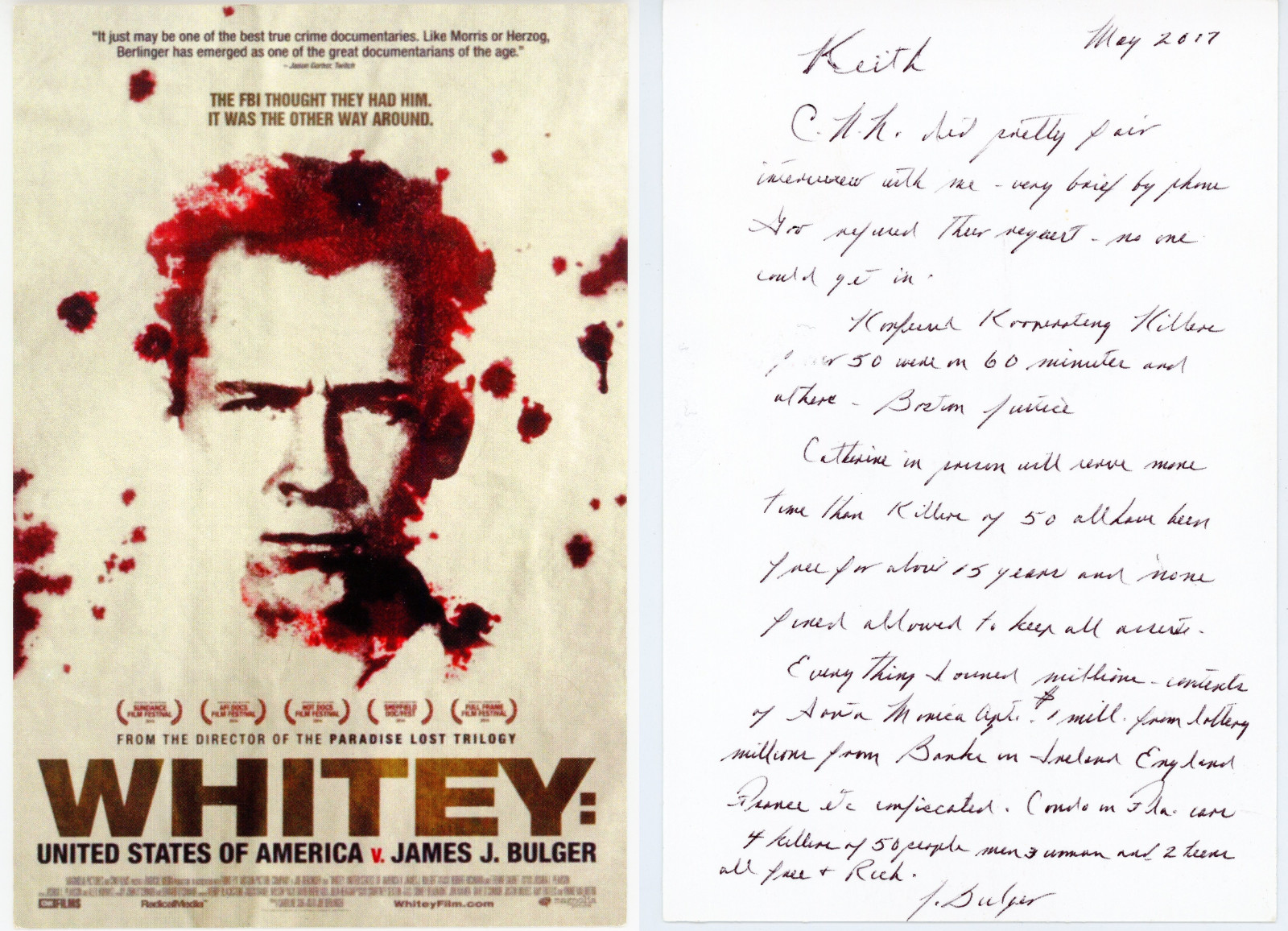 James ‘Whitey’ Bulger ~ Signed Autographed Letter On Photo From Prison ~ JSA LOA James ‘Whitey’ Bulger ~ Signed Autographed Letter On Photo From Prison ~ JSA LOA
