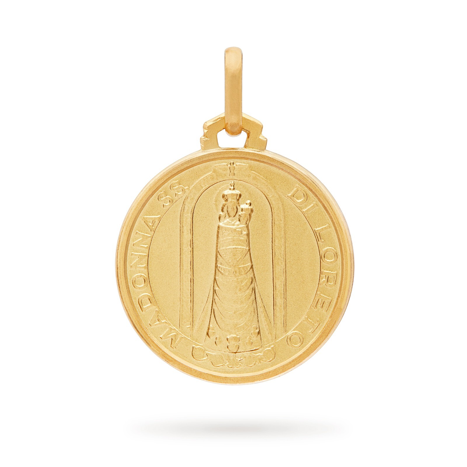 18k Yellow Gold Medal Our Lady of Loreto Pendant Religious from Vatican 18mm 18k Yellow Gold Medal Our Lady of Loreto Pendant Religious from Vatican 18mm