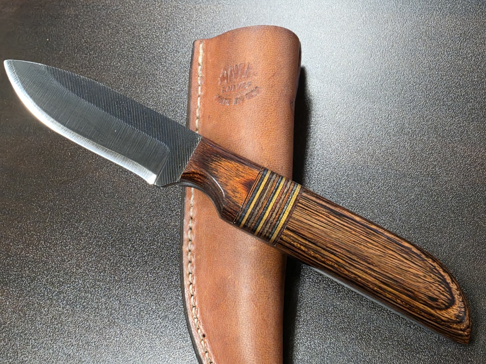 Vintage ANZA File Knife, Perfect Cond, Blued, 7.2" OA, 3.1" Blade, USA