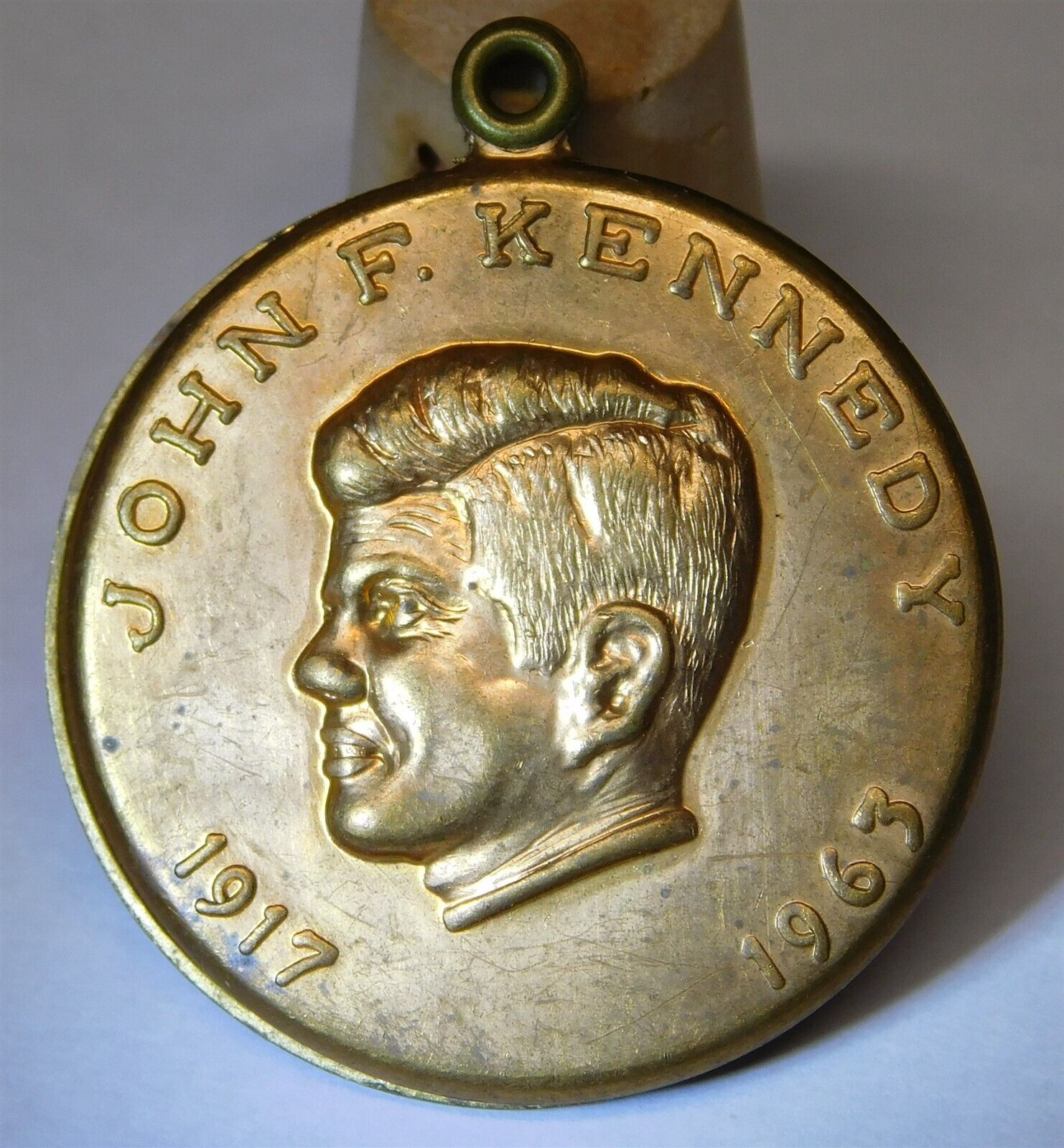 1917 - 1963 JFK John Kennedy Brass Two Part Pendant Locket \