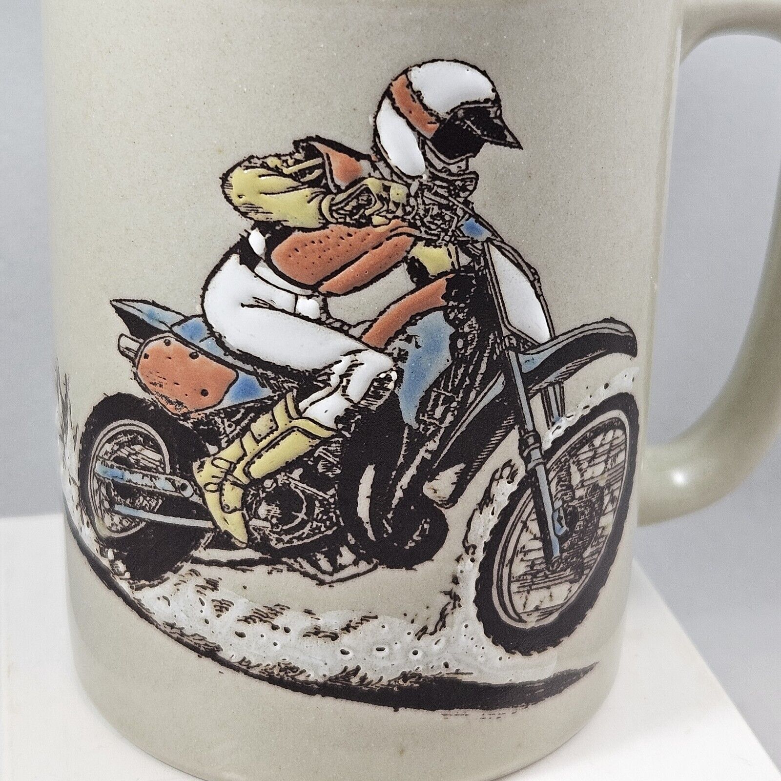 Super Rare Awesome Vintage Otagiri Coffee Mug Motocross Dirtbike Honda Yamaha